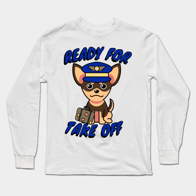 Cute small dog is a pilot Long Sleeve T-Shirt by Pet Station